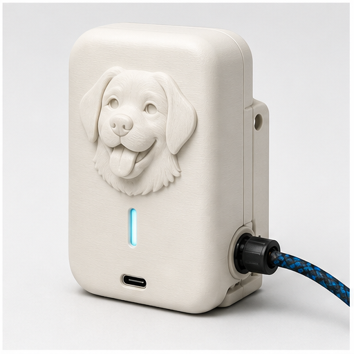 Custom shell example with raised dog portrait
